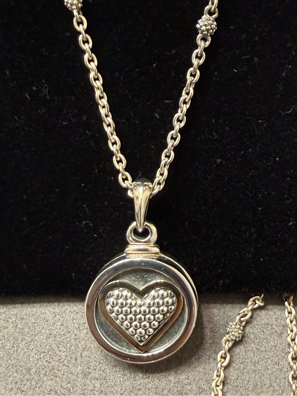 Lagos Two-Tone 925/750 Heritage Heart Locket Pendant 18" Necklace